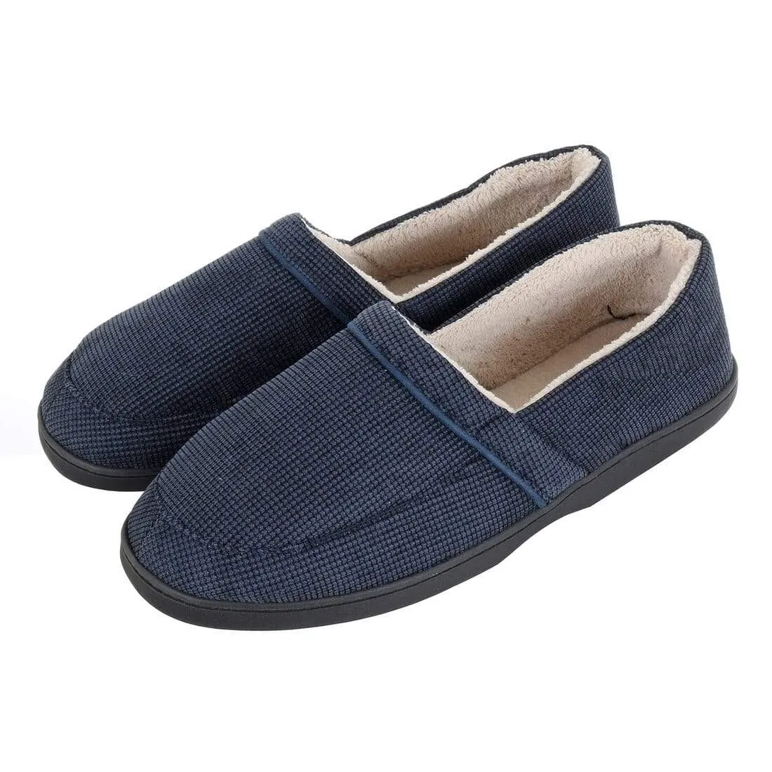 Mens Full Slippers Cord Upper Micro Towel Lining Non-Slip