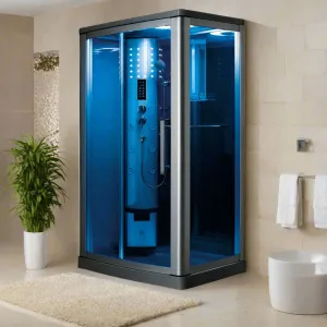 Mesa WS-802L 1 Person Walk-In Steam Shower - 45"W x 32"D x 85"H (Blue Glass)