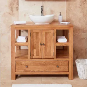 Mobel Oak Bathroom 2-Door Round Sink Unit