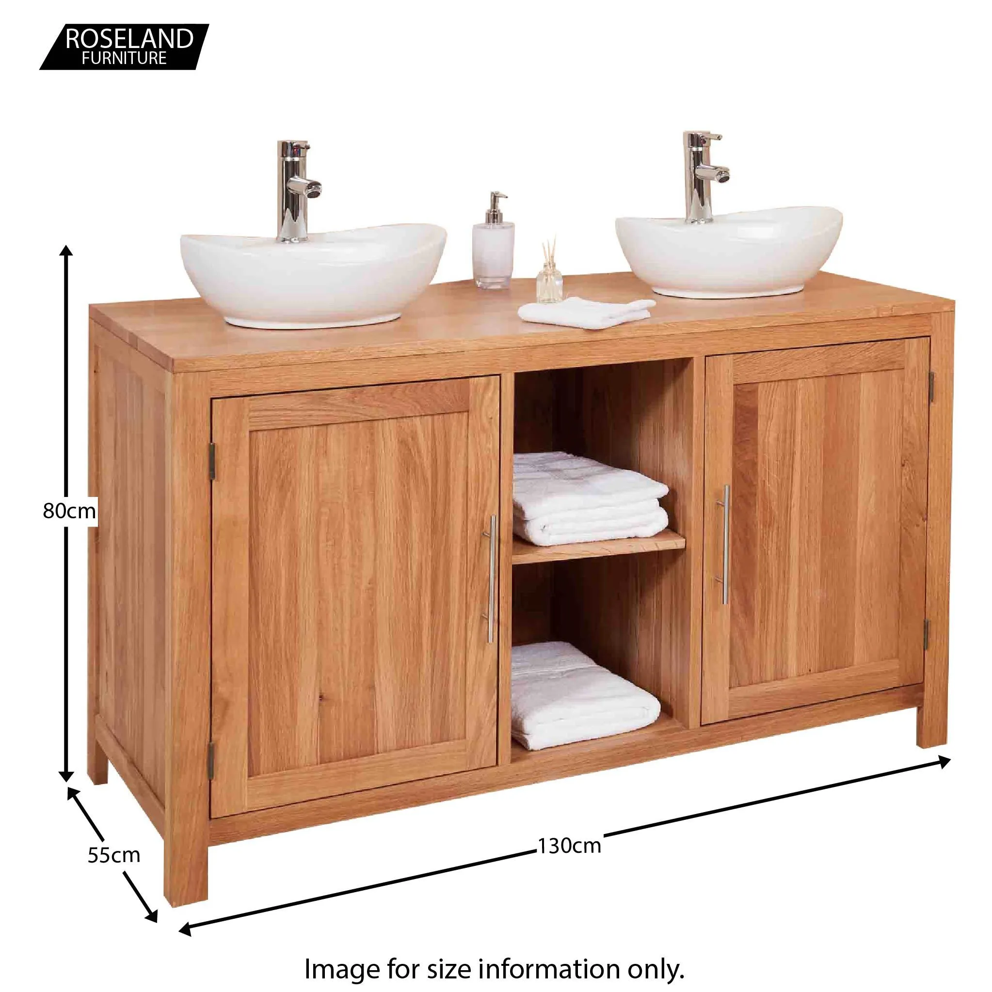 Mobel Oak Bathroom Dual Round Sink Unit