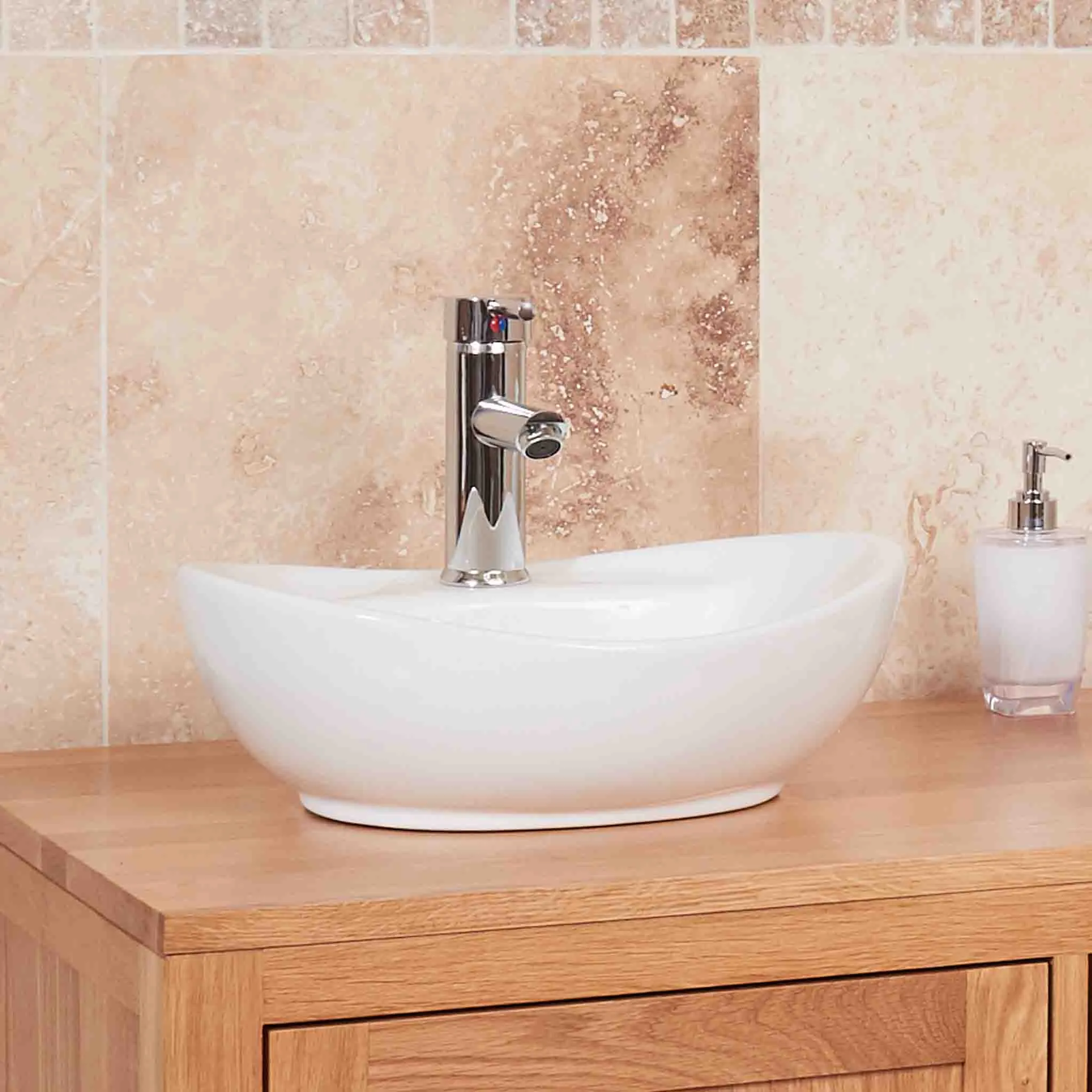 Mobel Oak Bathroom Dual Round Sink Unit