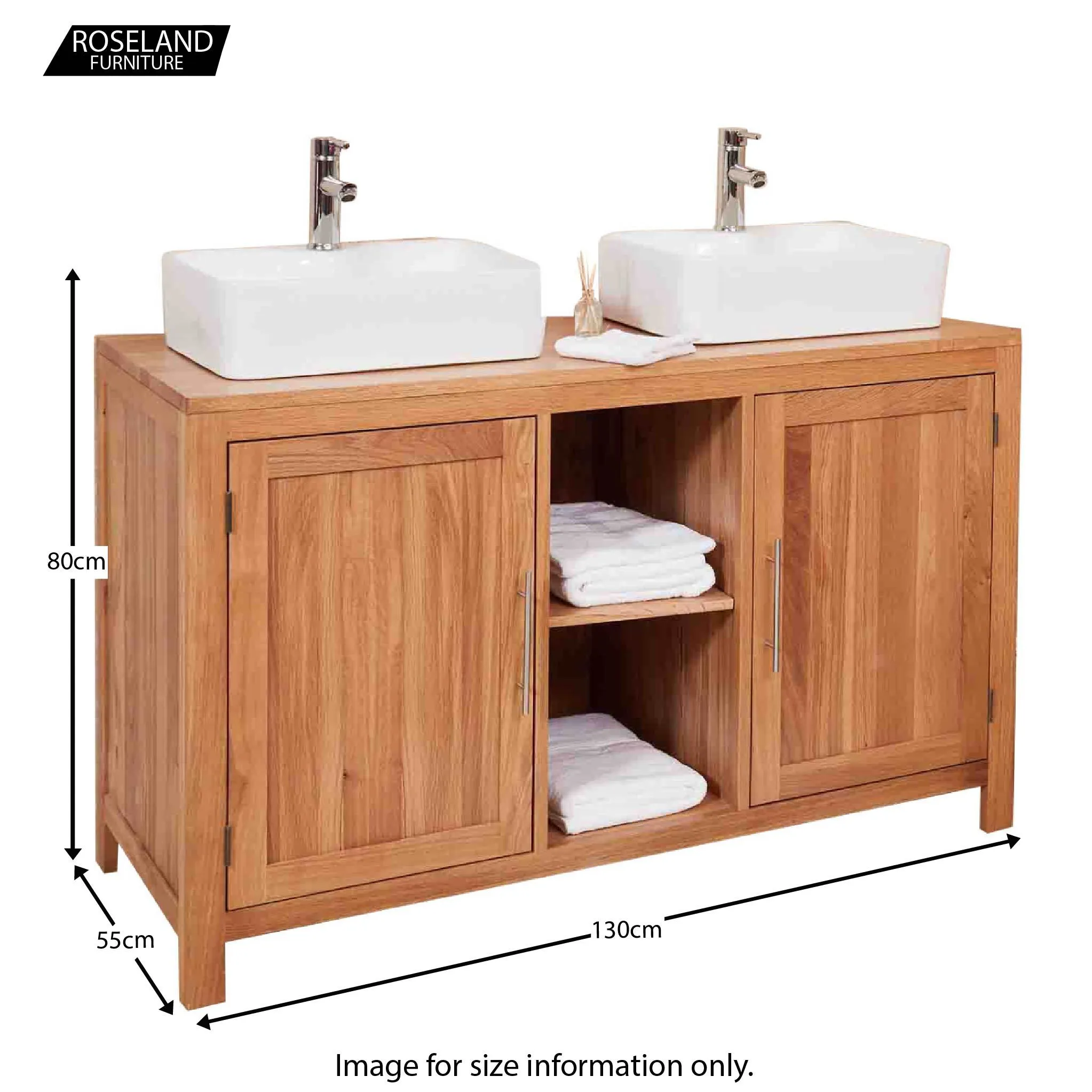 Mobel Oak Bathroom Dual Square Sink Unit