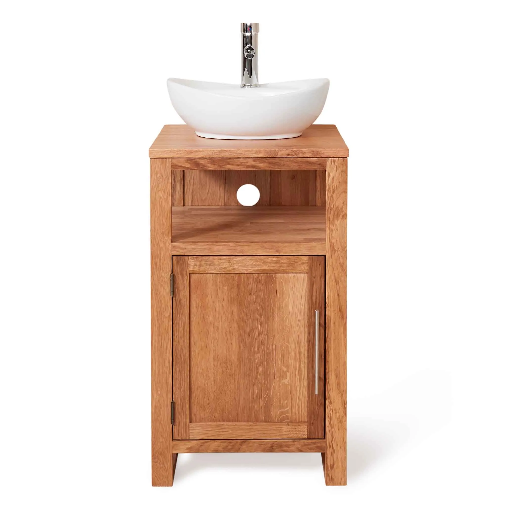 Mobel Oak Bathroom Single Door Round Sink Unit