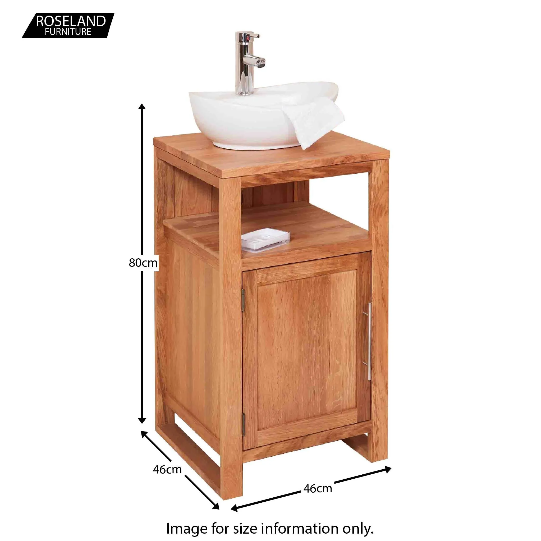 Mobel Oak Bathroom Single Door Round Sink Unit