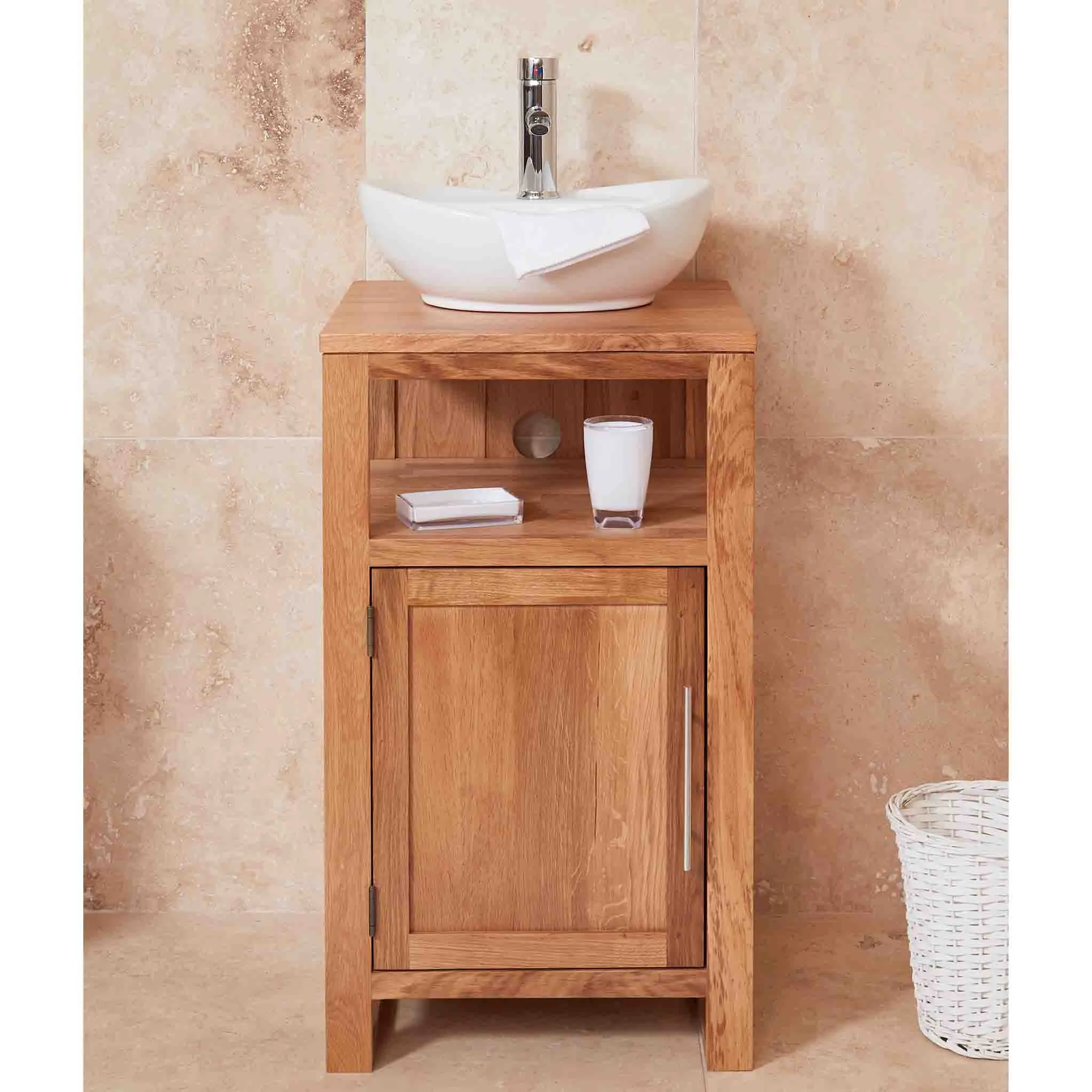 Mobel Oak Bathroom Single Door Round Sink Unit