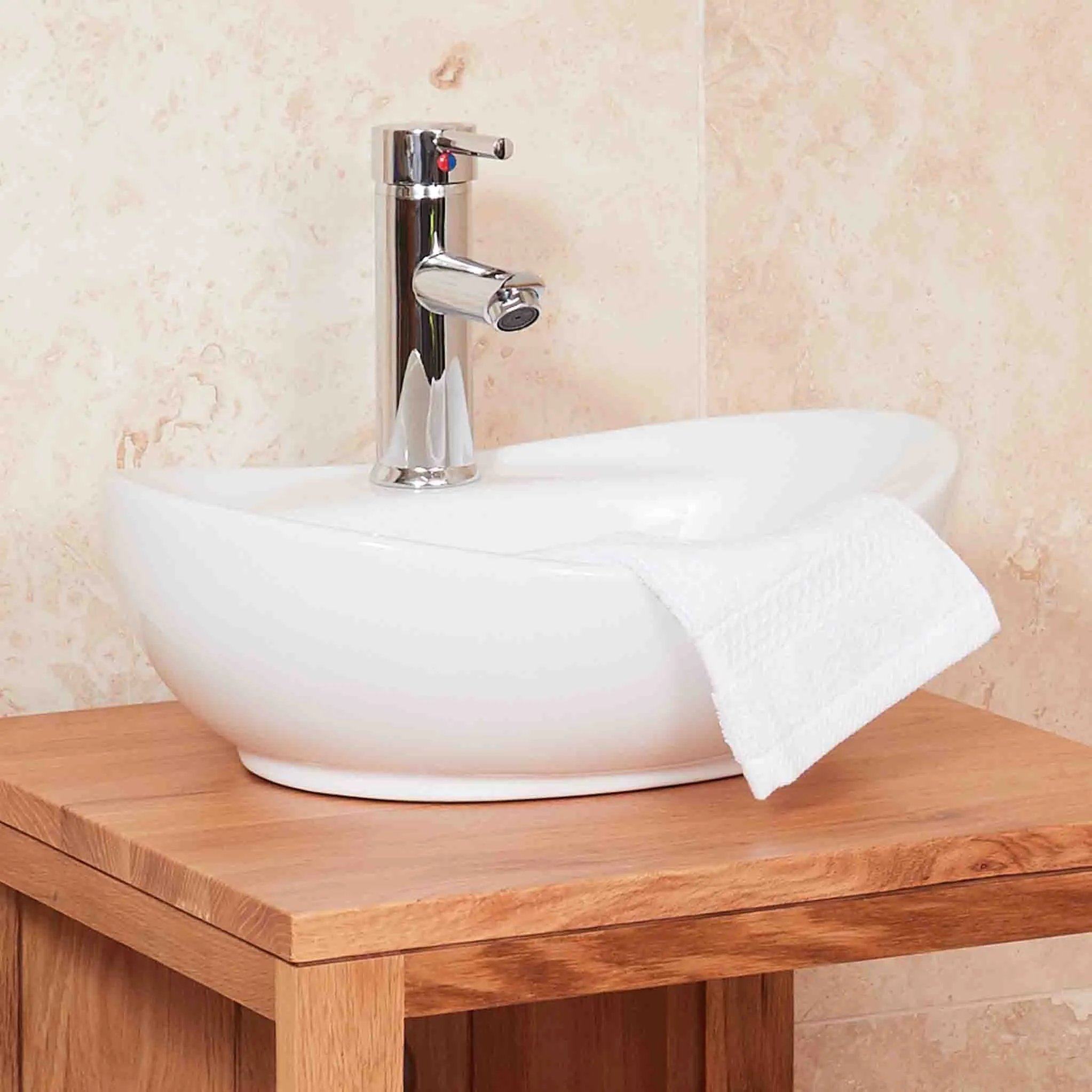 Mobel Oak Bathroom Single Door Round Sink Unit