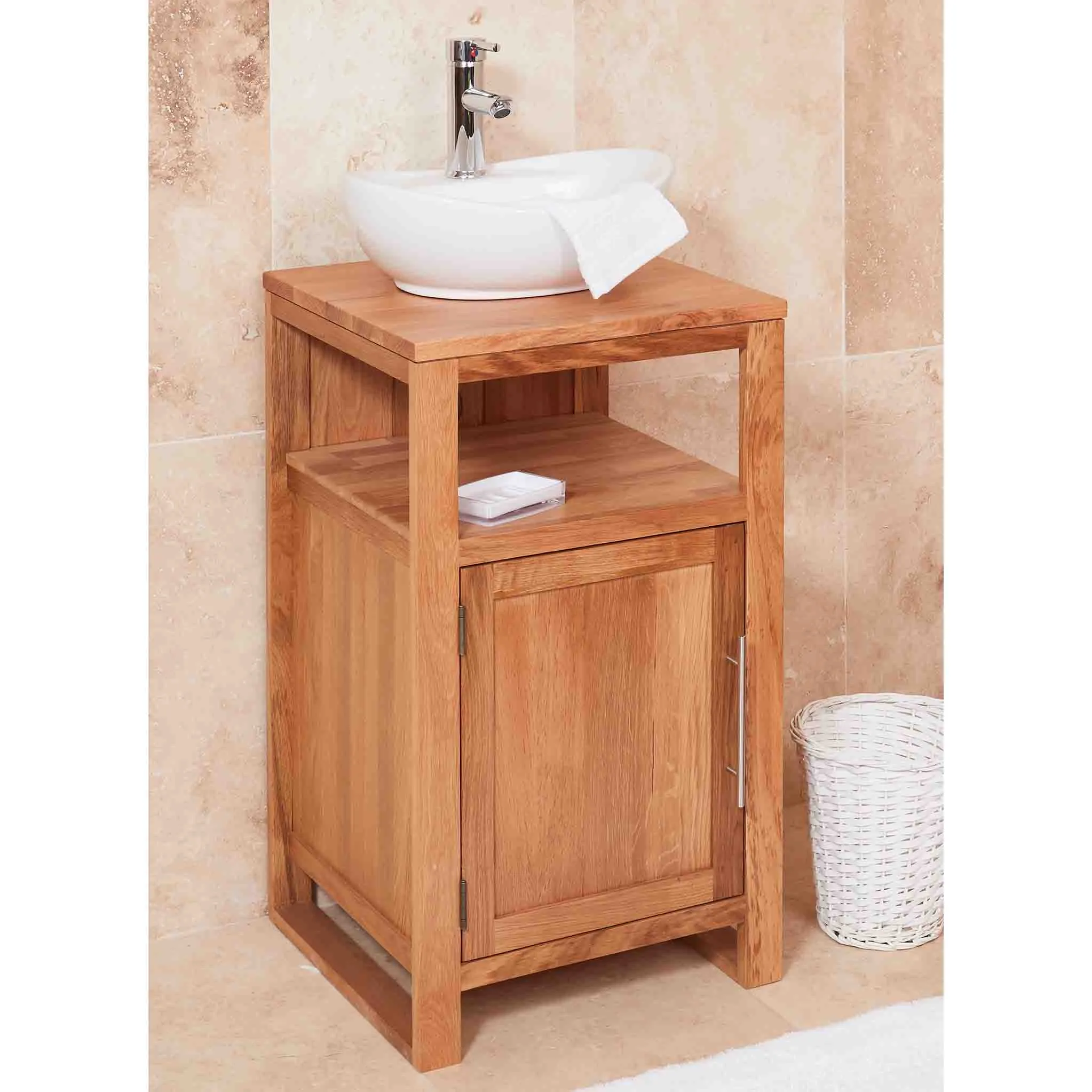 Mobel Oak Bathroom Single Door Round Sink Unit