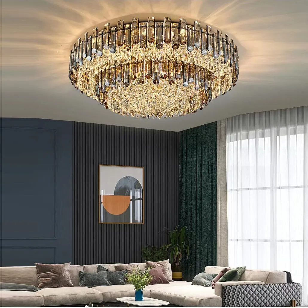 Modern Crystal LED Luxury Ceiling Lights - Round Lamps for Indoor Home Lighting & Living Room Decor