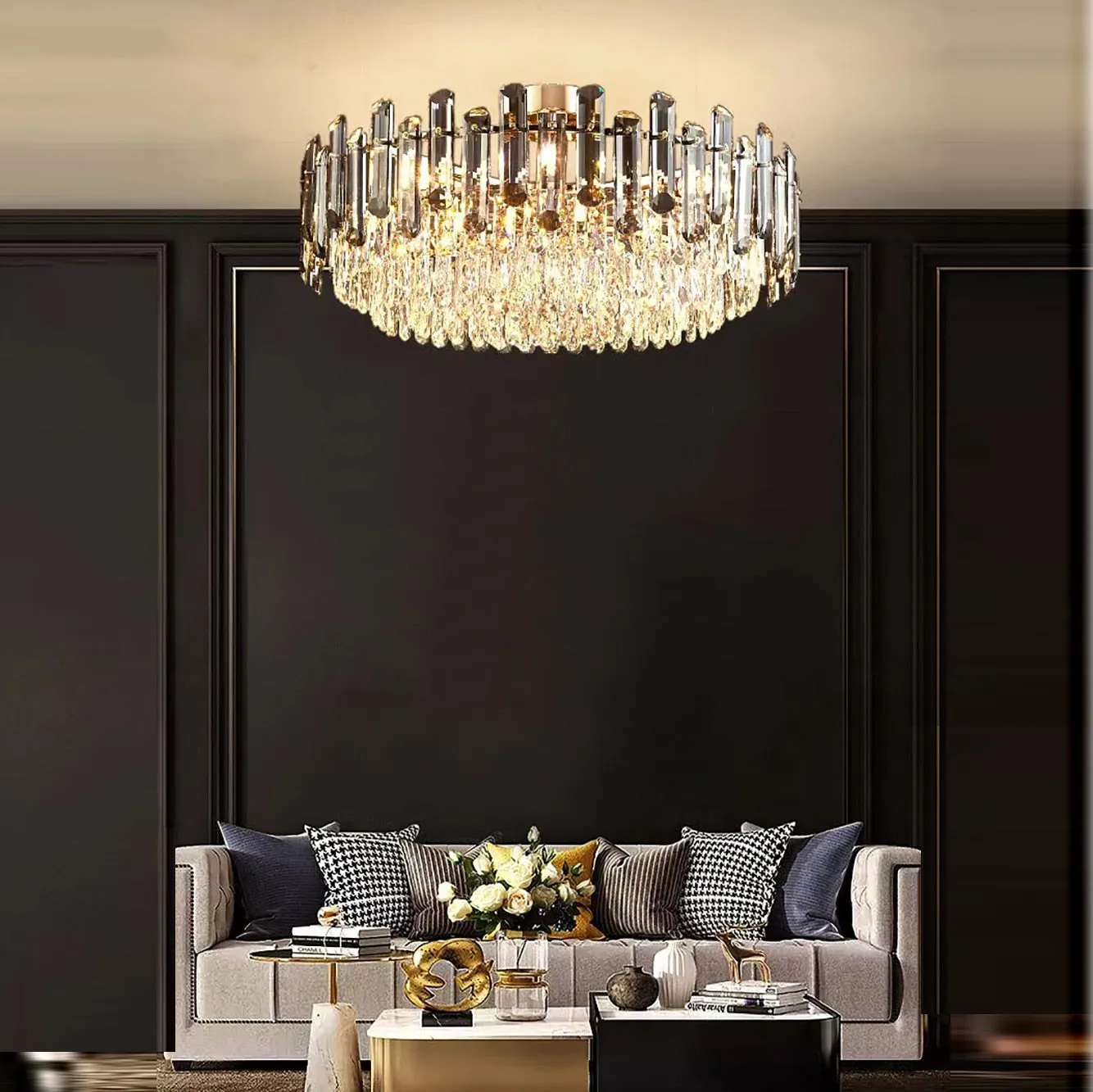 Modern Crystal LED Luxury Ceiling Lights - Round Lamps for Indoor Home Lighting & Living Room Decor