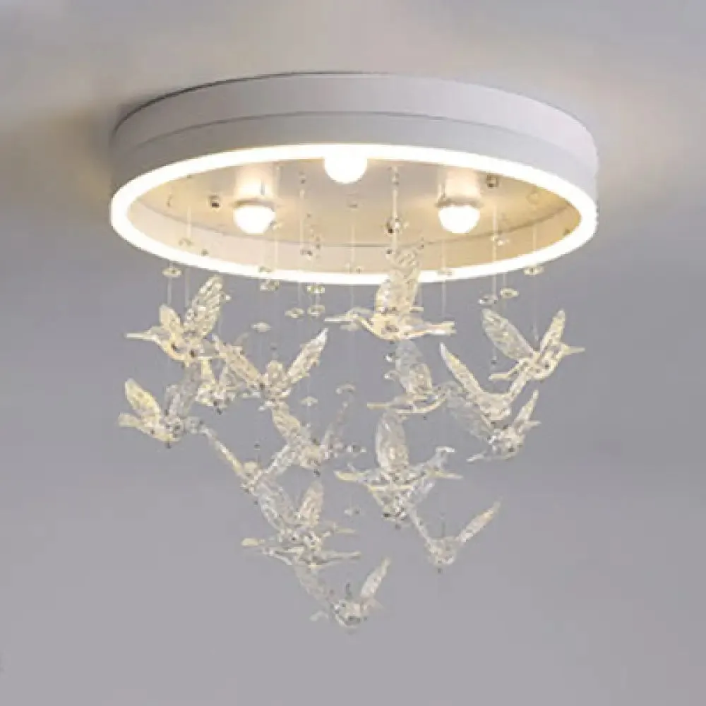 Modern LED Flush Mount Light with Crystal Bird Design – Perfect for Bedroom Lighting