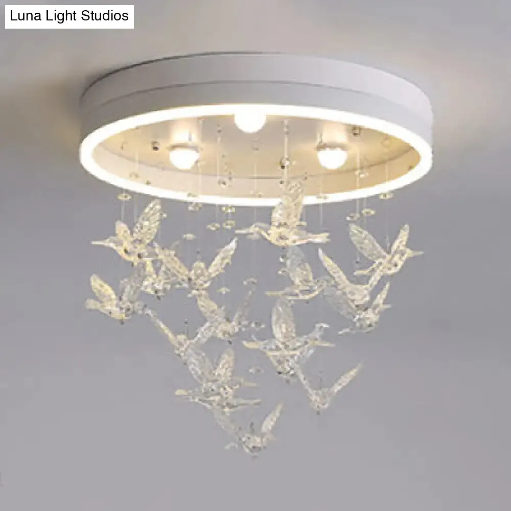 Modern LED Flush Mount Light with Crystal Bird Design – Perfect for Bedroom Lighting