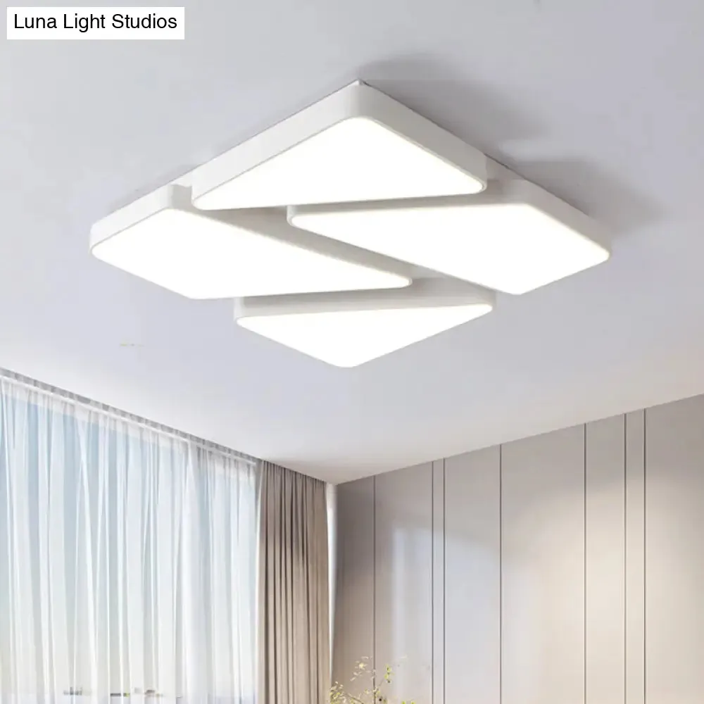 Modern LED Flush Mount Lighting: 25.5"/37.5" W, Acrylic Shade, Black/White, Square/Rectangular Ceiling Light, Warm/White Light