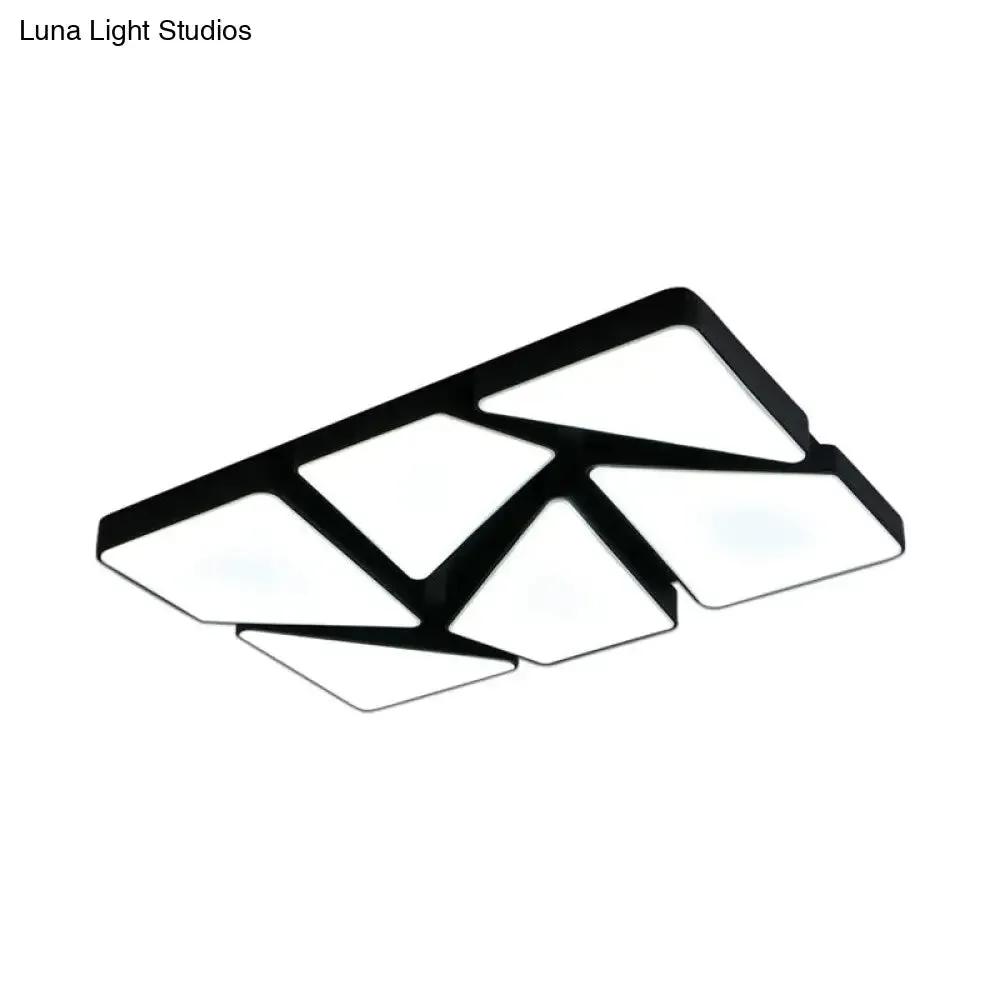 Modern LED Flush Mount Lighting: 25.5"/37.5" W, Acrylic Shade, Black/White, Square/Rectangular Ceiling Light, Warm/White Light