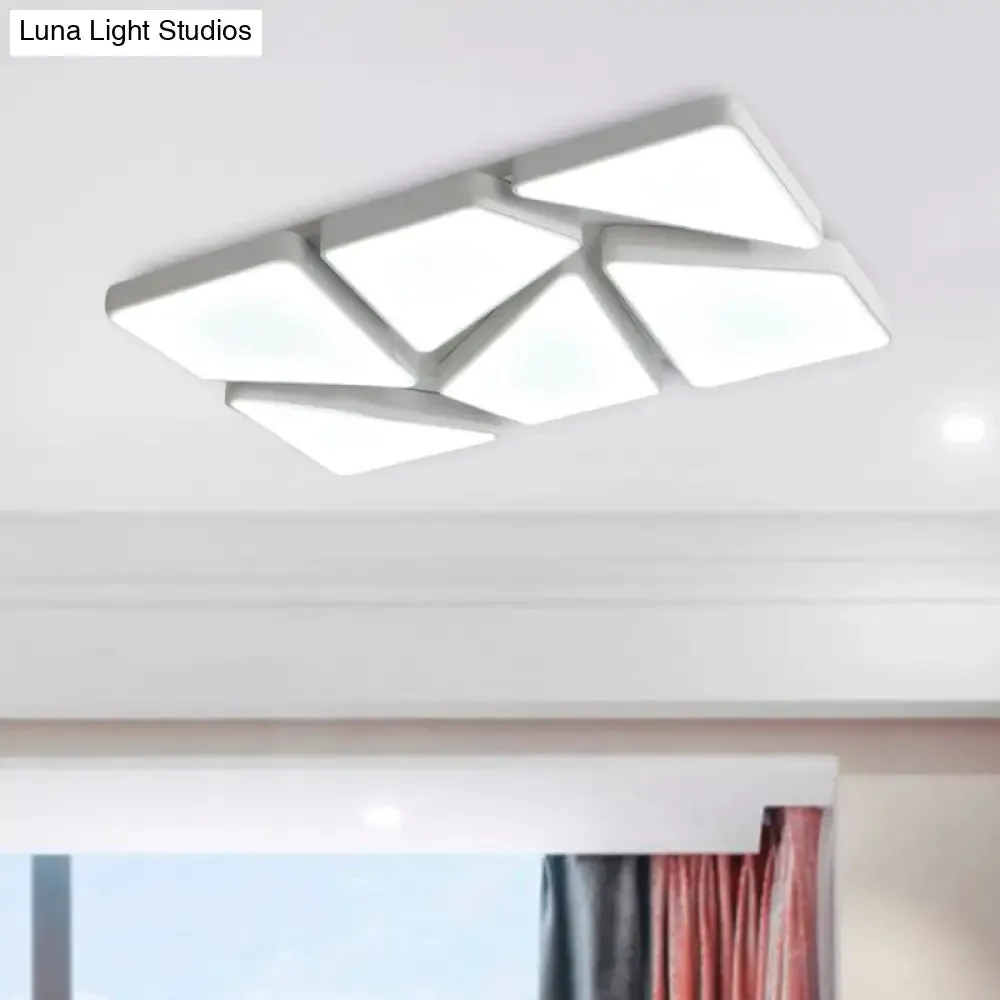 Modern LED Flush Mount Lighting: 25.5"/37.5" W, Acrylic Shade, Black/White, Square/Rectangular Ceiling Light, Warm/White Light