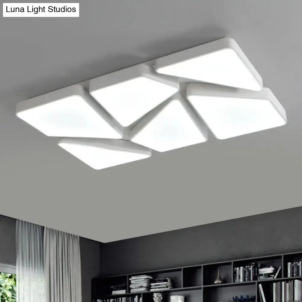 Modern LED Flush Mount Lighting: 25.5"/37.5" W, Acrylic Shade, Black/White, Square/Rectangular Ceiling Light, Warm/White Light