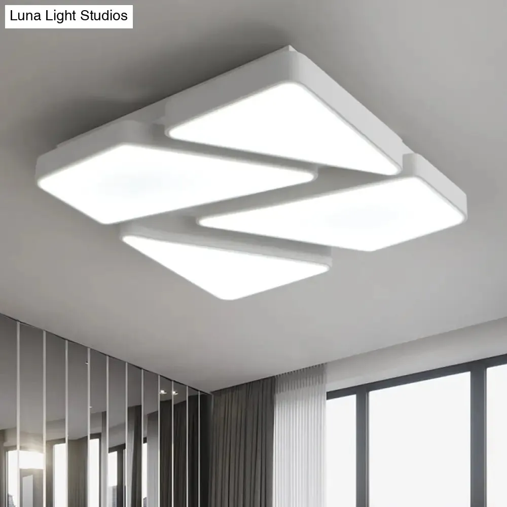 Modern LED Flush Mount Lighting: 25.5"/37.5" W, Acrylic Shade, Black/White, Square/Rectangular Ceiling Light, Warm/White Light