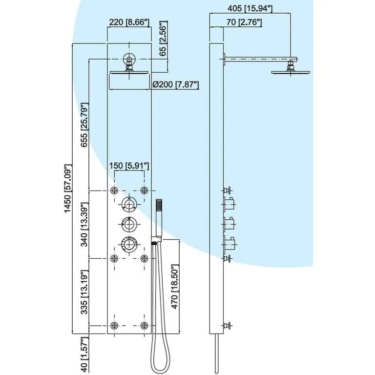 Mz Minima Modern Bathroom Stainless Steel Thermostatic Shower Panel