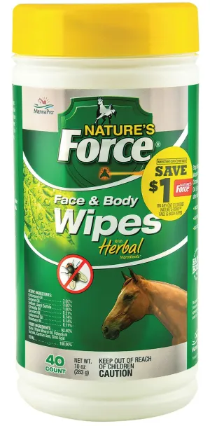 Nature's Force Face & Body Wipes, 40 count