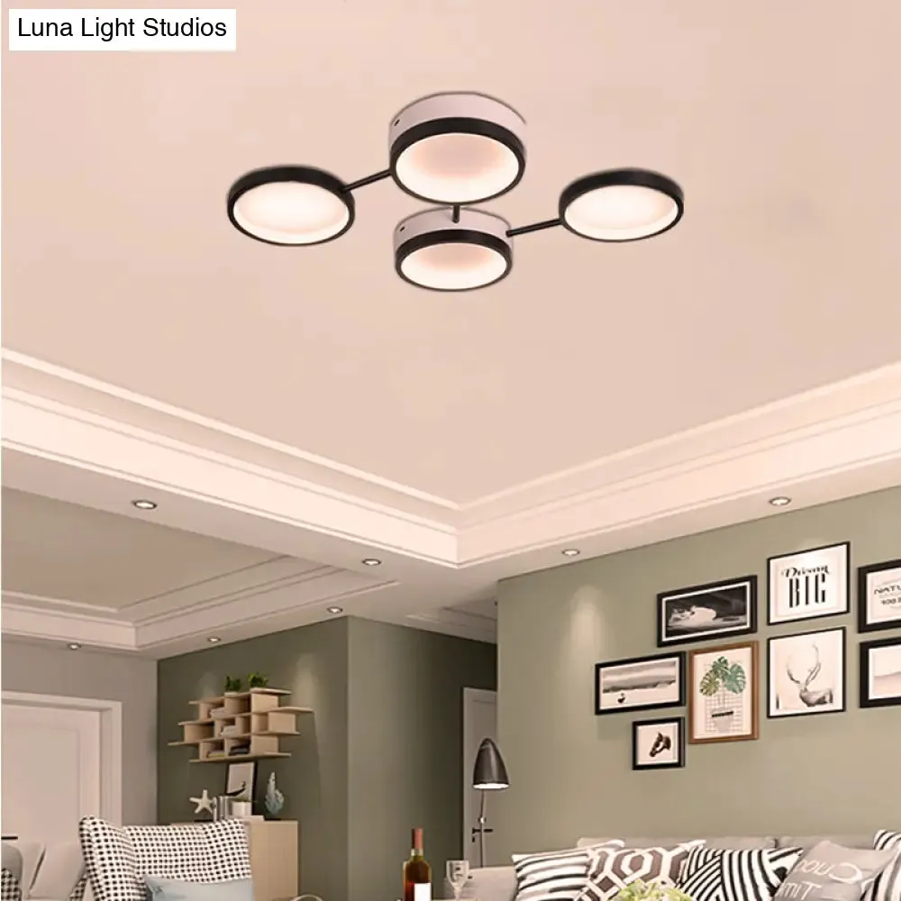 Nordic Acrylic LED Flush Light: Black Molecular Design, 4/5 Light Options, Warm/White, Ideal for Living Room Ceiling