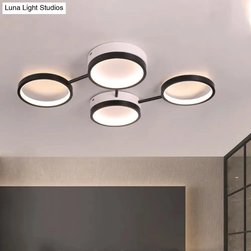 Nordic Acrylic LED Flush Light: Black Molecular Design, 4/5 Light Options, Warm/White, Ideal for Living Room Ceiling