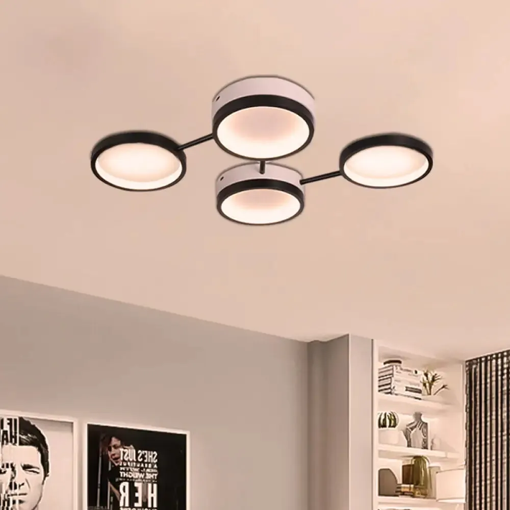 Nordic Acrylic LED Flush Light: Black Molecular Design, 4/5 Light Options, Warm/White, Ideal for Living Room Ceiling