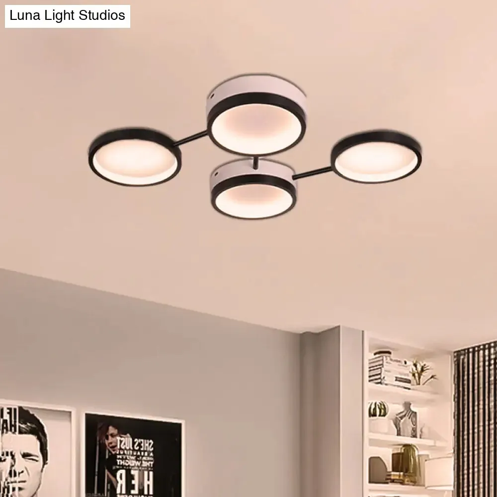 Nordic Acrylic LED Flush Light: Black Molecular Design, 4/5 Light Options, Warm/White, Ideal for Living Room Ceiling