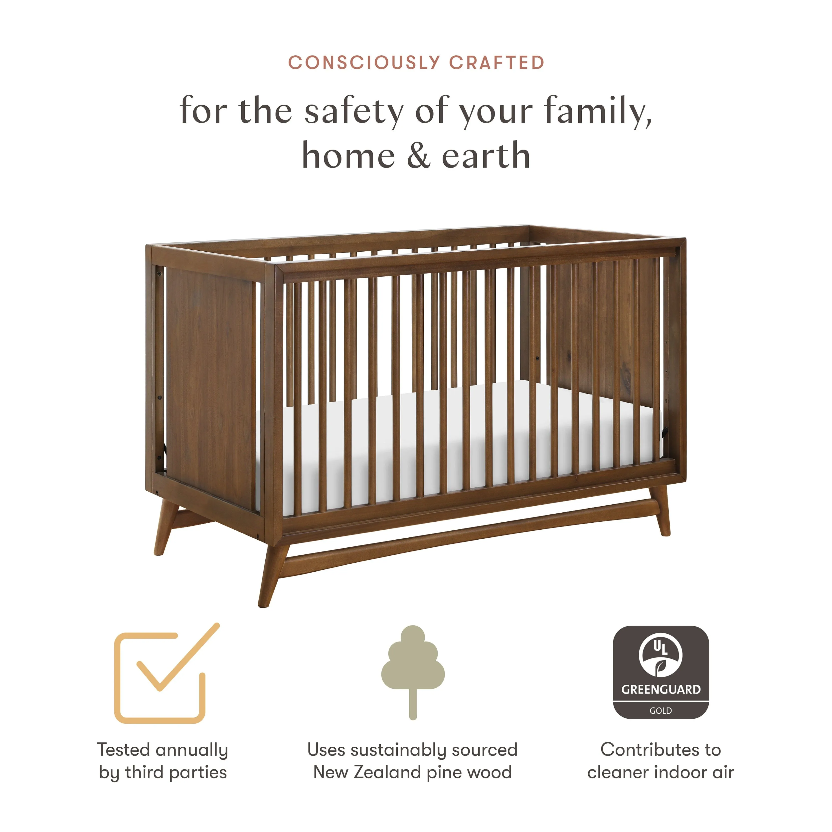 Peggy 3-in-1 Convertible Crib | Natural Walnut