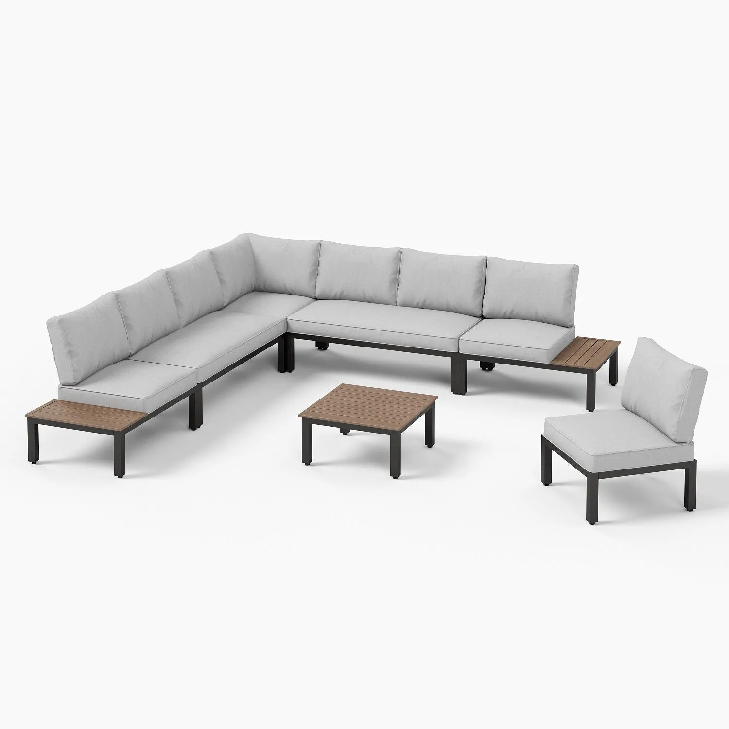 Phi Villa 6 Seater Outdoor Couch Modern Sectional Sofa With  Cushions