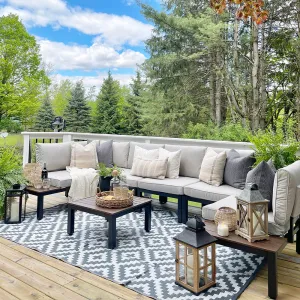 Phi Villa 6 Seater Outdoor Couch Modern Sectional Sofa With  Cushions