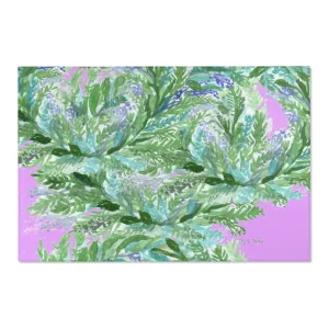 Pink Lavender Carpet, Floral Print Designer 24x36, 36x60, 48x72 inches Area Rugs- Printed in the USA