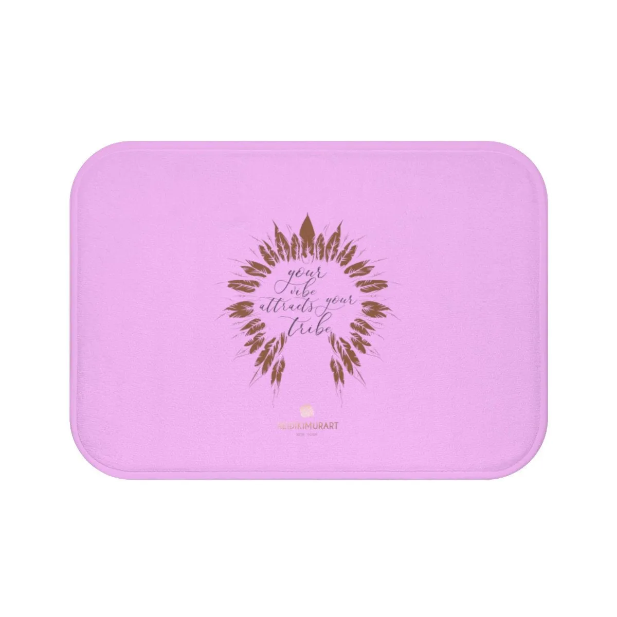 Pink Motivational Bath Mat, "Your Vibe Attracts Your Tribe", Inspirational Premium Bath Mat- Printed in USA