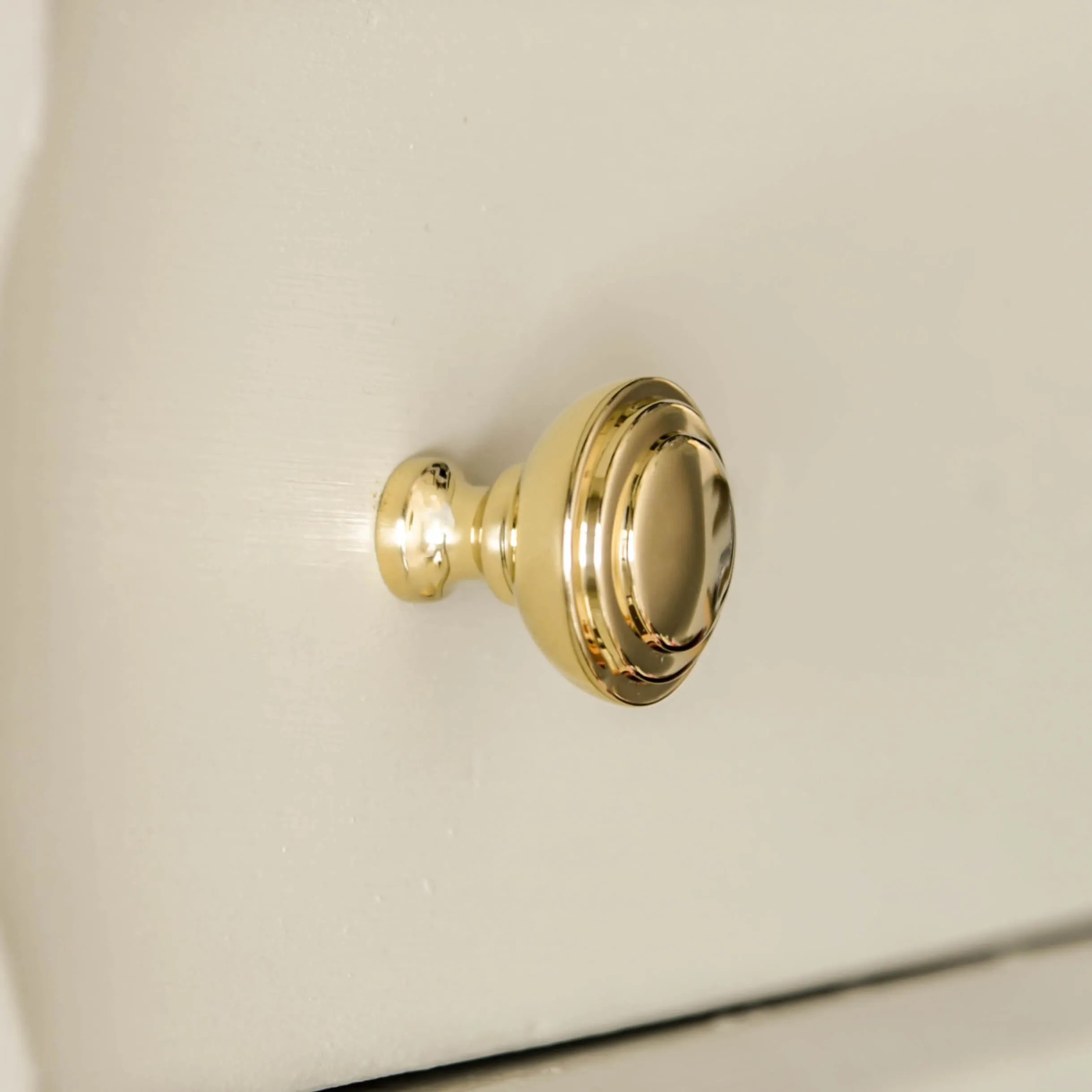 Polished Brass Round Ribbed Cabinet Knob