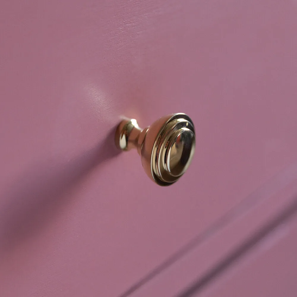 Polished Brass Round Ribbed Cabinet Knob