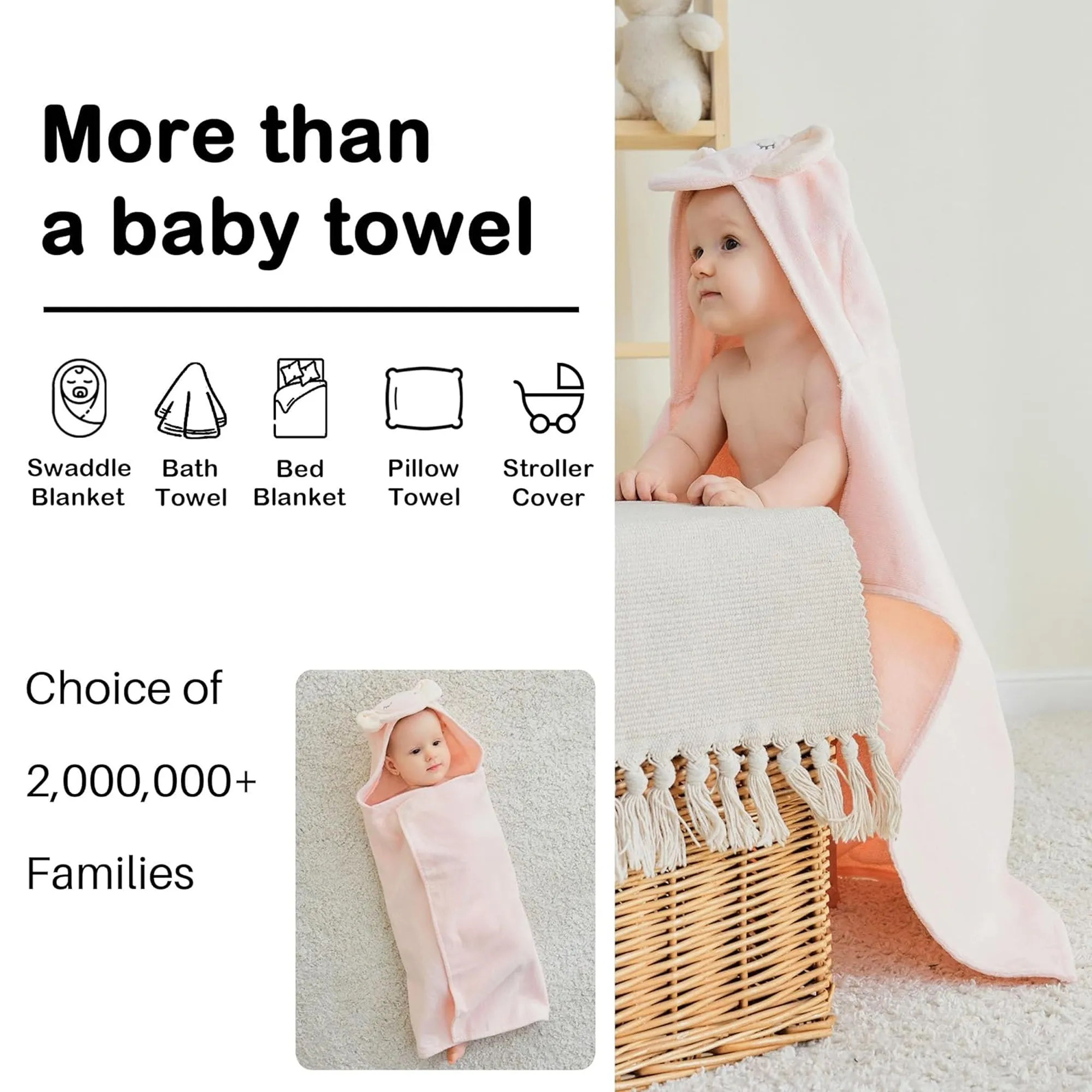 Rabbit Cotton Hooded Baby Bath Towel with Baby Loofah