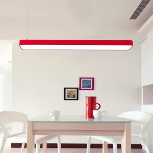 Red Rectangular LED Island Pendant Light for Kids' Room with Acrylic Shade