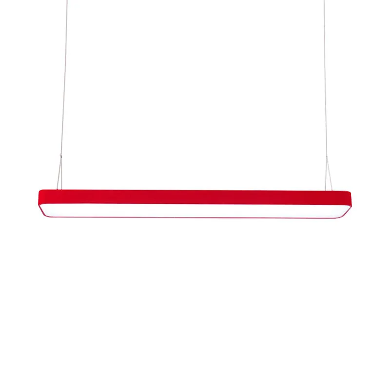 Red Rectangular LED Island Pendant Light for Kids' Room with Acrylic Shade