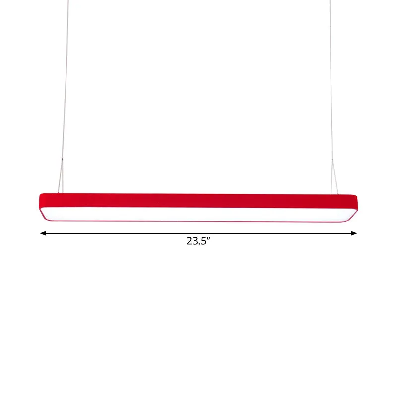 Red Rectangular LED Island Pendant Light for Kids' Room with Acrylic Shade