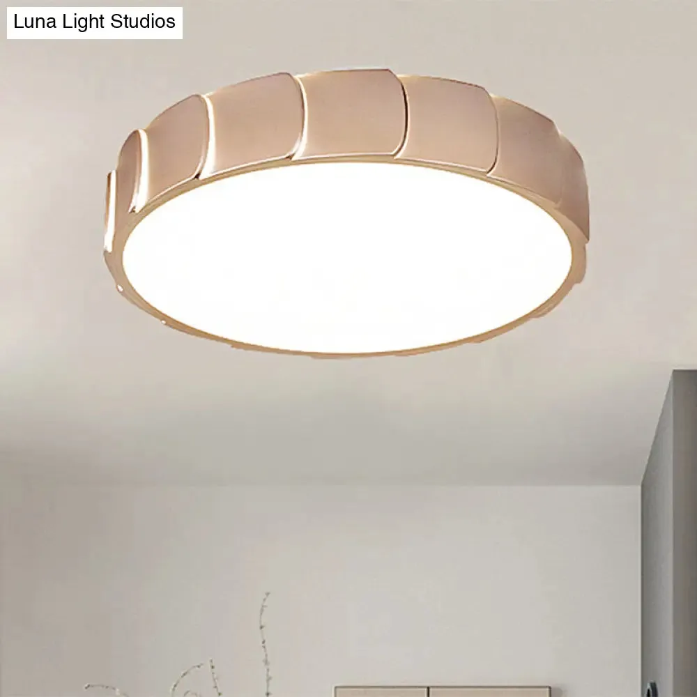 Rose Gold LED Flush Mount Ceiling Light with Acrylic Shade in Warm/White Light