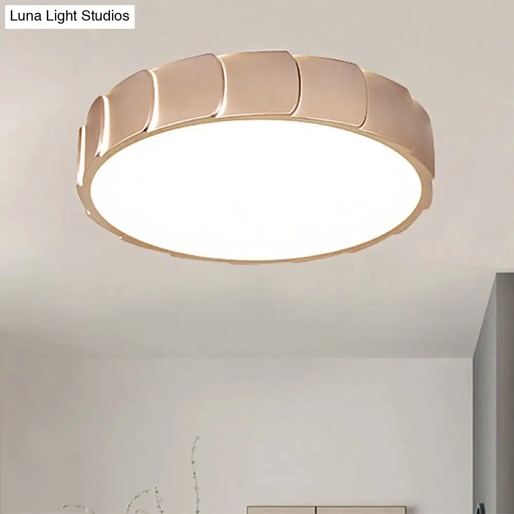 Rose Gold LED Flush Mount Ceiling Light with Acrylic Shade in Warm/White Light