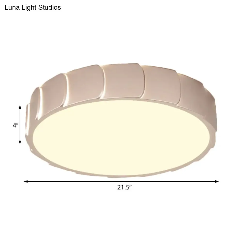 Rose Gold LED Flush Mount Ceiling Light with Acrylic Shade in Warm/White Light