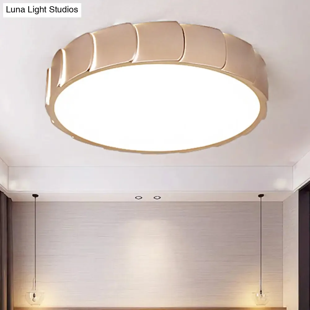 Rose Gold LED Flush Mount Ceiling Light with Acrylic Shade in Warm/White Light