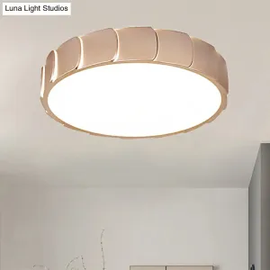 Rose Gold LED Flush Mount Ceiling Light with Acrylic Shade in Warm/White Light