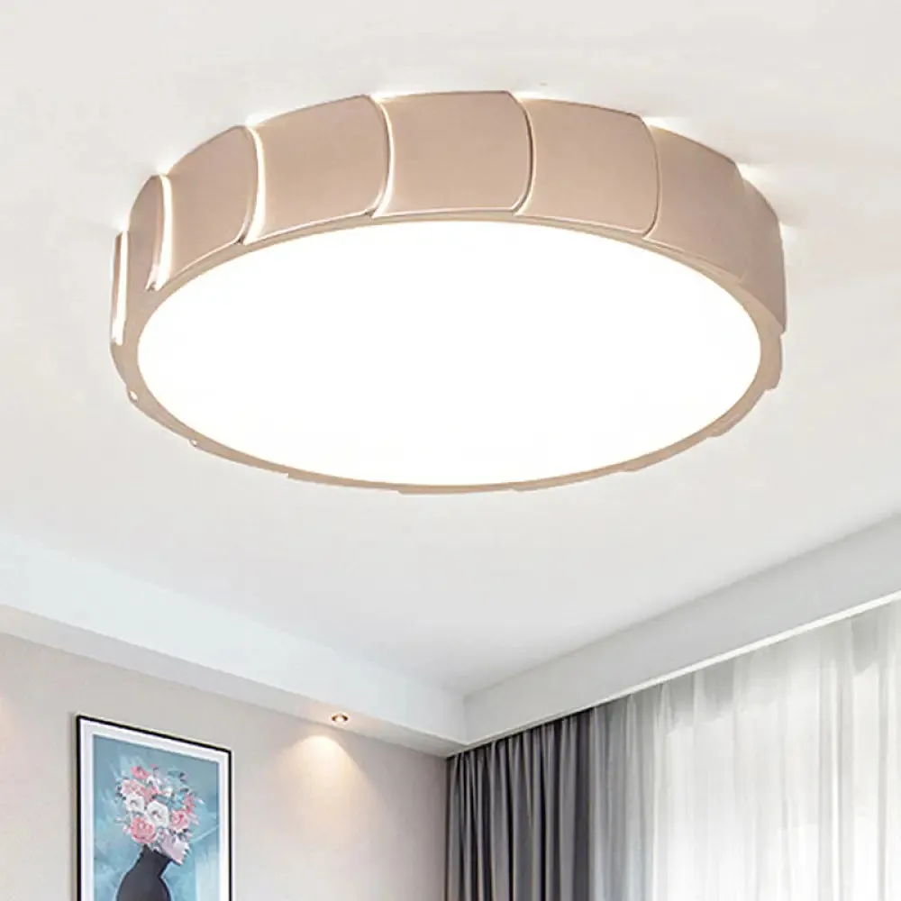 Rose Gold LED Flush Mount Ceiling Light with Acrylic Shade in Warm/White Light