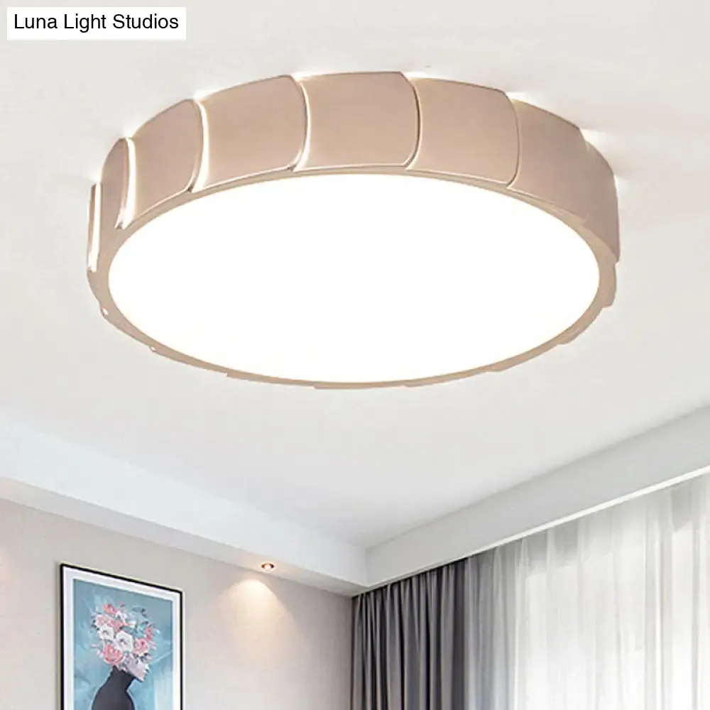 Rose Gold LED Flush Mount Ceiling Light with Acrylic Shade in Warm/White Light