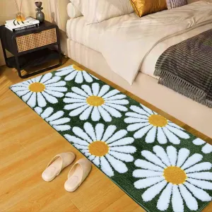 Roseate Flower Super Soft (50x120 cm) Microfibre 2000 GSM Anti Skid Runner for Bedroom/Carpets for Living Room/Kitchen Mats for Floor/Floor Mat/Bathroom Mat/Rug (Green) Pack of 1