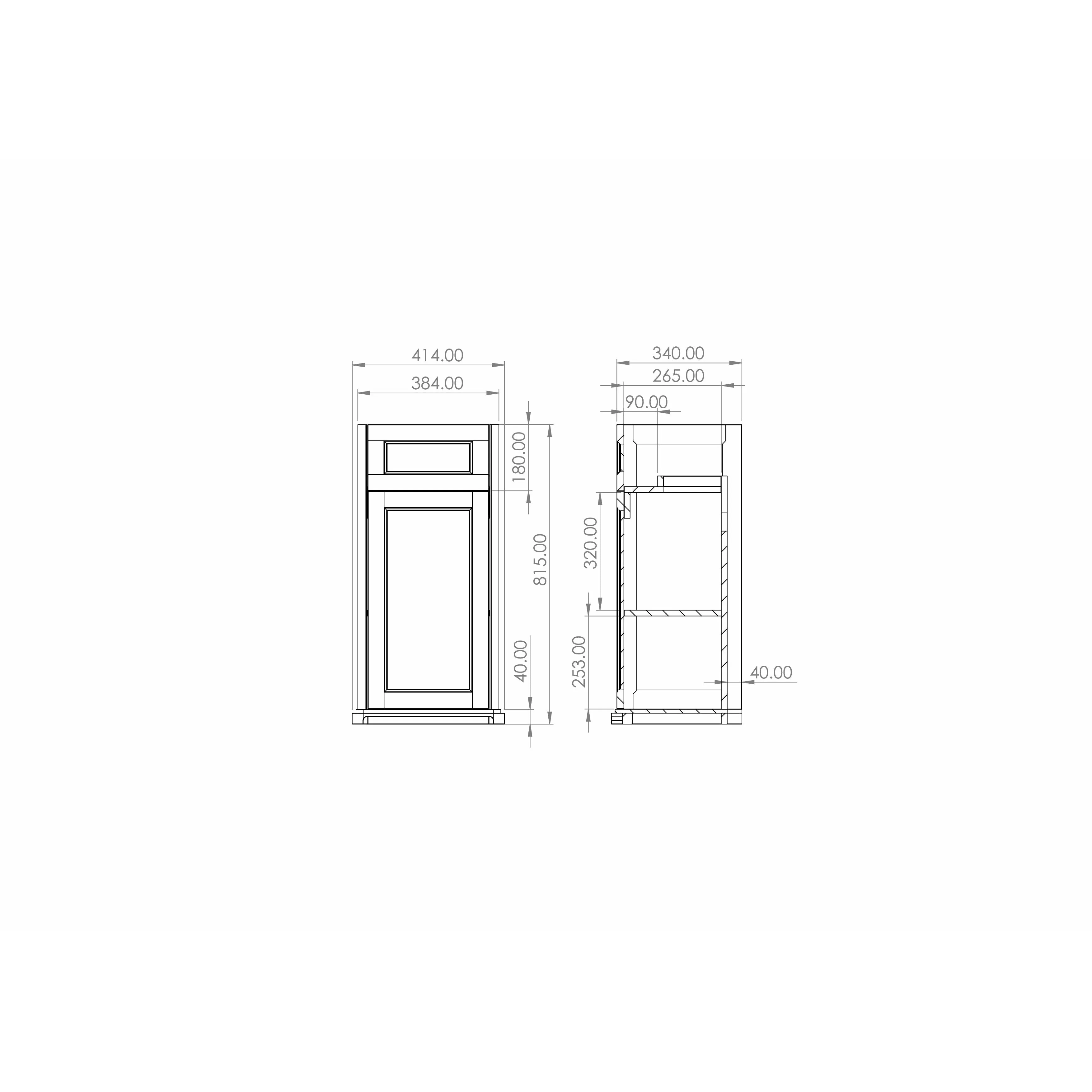 Saneux Dove Gery Floor Standing Vanity Unit and Sink (400mm)