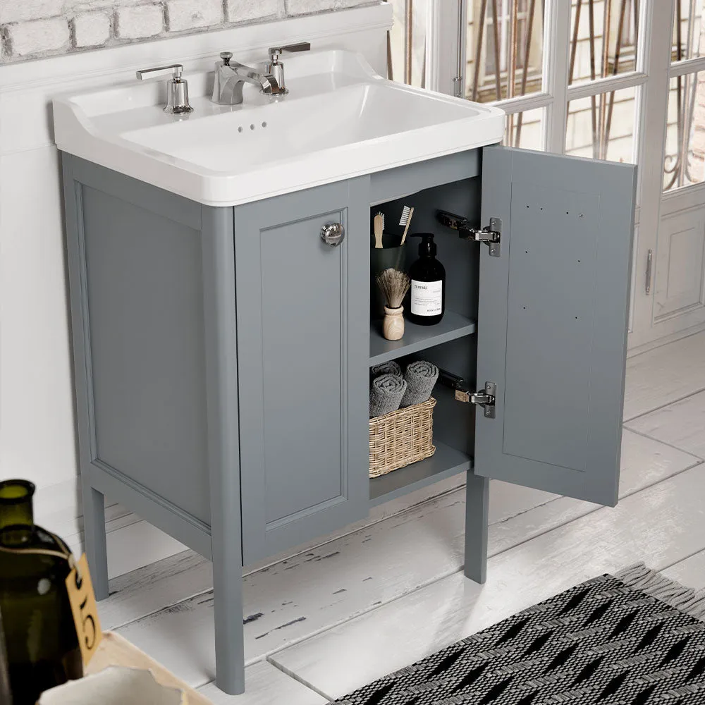 Saneux Dove Grey Floor Standing Vanity Unit and Sink (600mm)