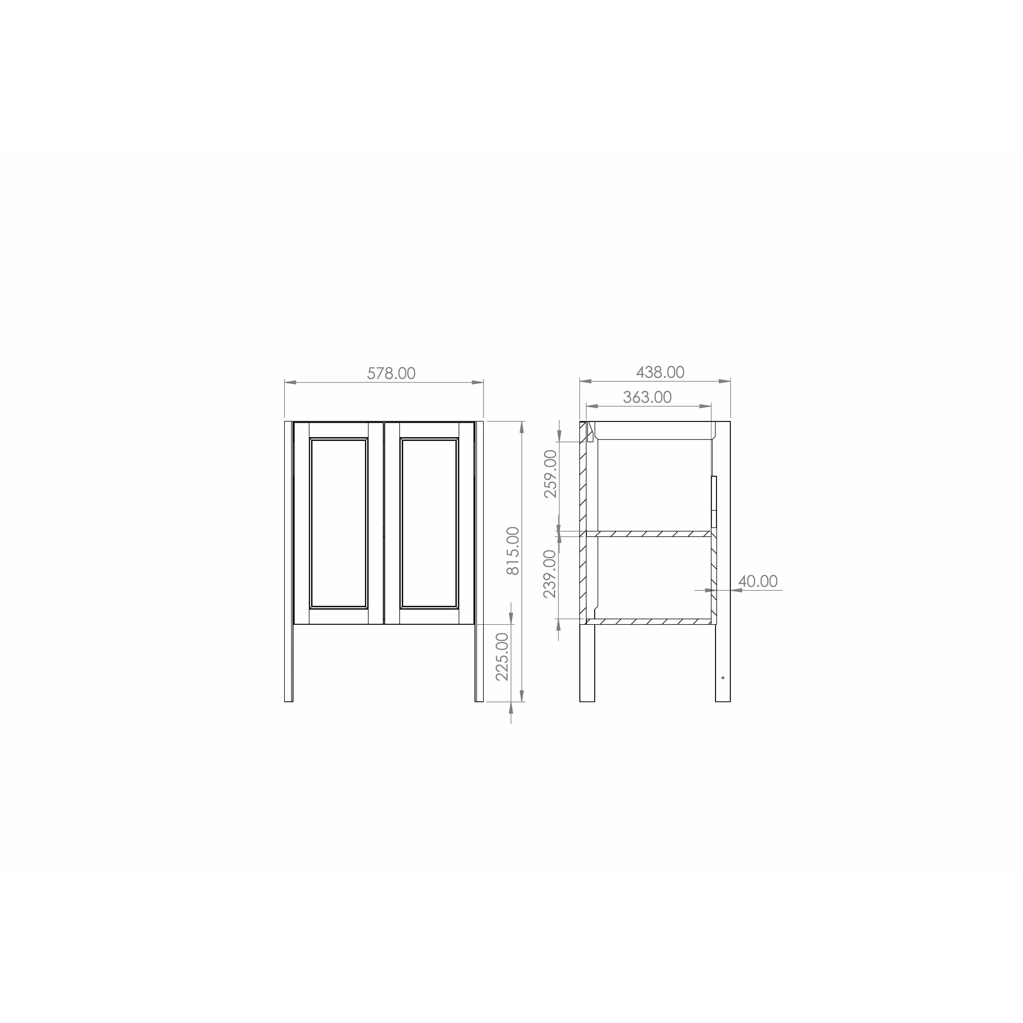 Saneux Dove Grey Floor Standing Vanity Unit and Sink (600mm)