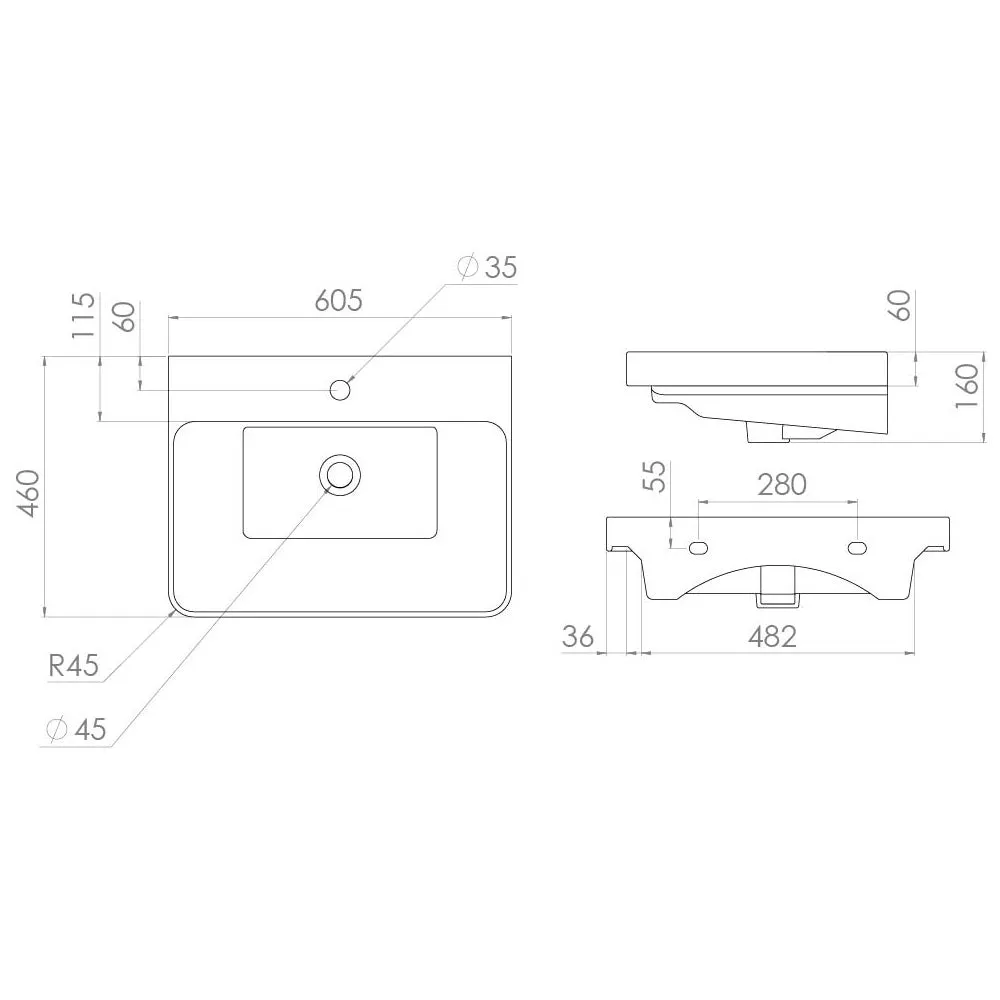 Saneux Matt Fiord Wall Hung Vanity Unit and Sink (600mm)