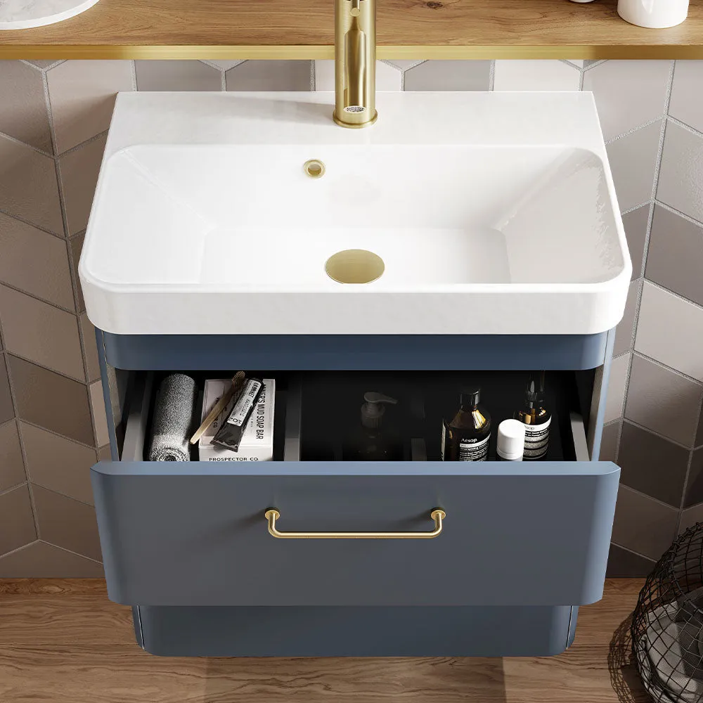 Saneux Matt Fiord Wall Hung Vanity Unit and Sink (600mm)